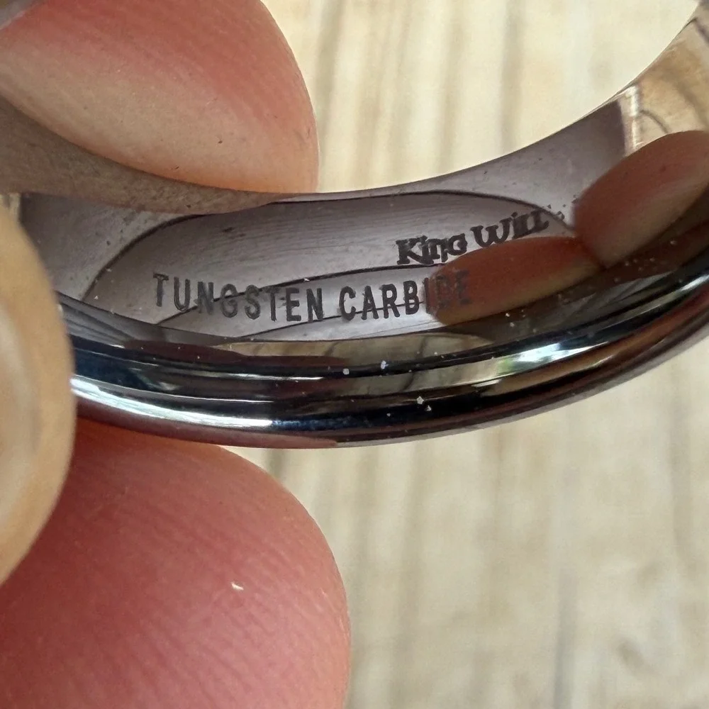 King Will Tungsten Carbide Ring Mens Size 8 Silver Matte Beveled Edge Band